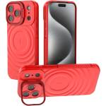  Силиконов калъф, съвместим с Magsafe Kickstand за iPhone 17 Pro Max, Червен