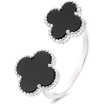 Majya Stříbrný nastavitelný prsten LUCKY JODIE black 11842
