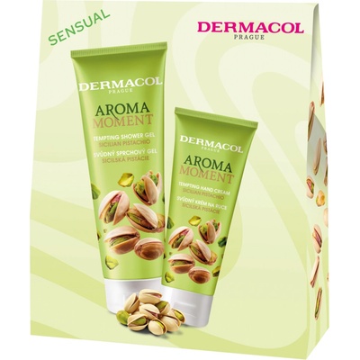 Dermacol Aroma Moment sicilian Pistachio krém na ruky 100 ml + Dermacol Aroma Moment sicilian Pistachio sprchový gél 250 ml kozmetická sada