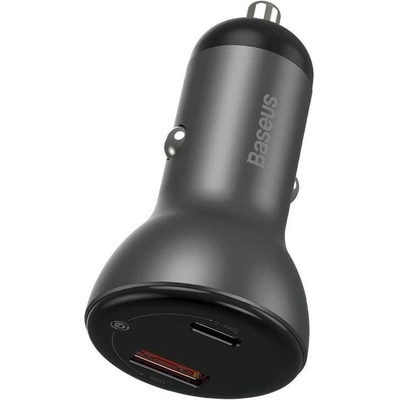 Baseus Digital Display PPS Dual Quick Car Charger 45W (TZCCBX-A0G) - зарядно за кола с USB-A и USB-C изходи с технология за бързо зареждане (тъмносив)