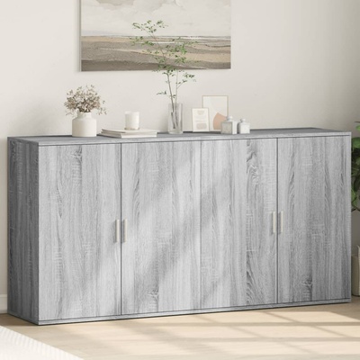 vidaXL Сайдборди, 2 бр, сив сонома, 79x38x80 см, инженерно дърво (3276607)