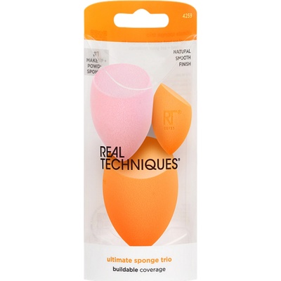 Real Techniques Ultimate Sponge Trio Miracle Complexion houbička na tekutý make-up 1 ks + Mini Miracle Complexion houbička na tekutý make-up mini 1 ks + Miracle Powder houbička na pudr 1 ks – Zboží Dáma
