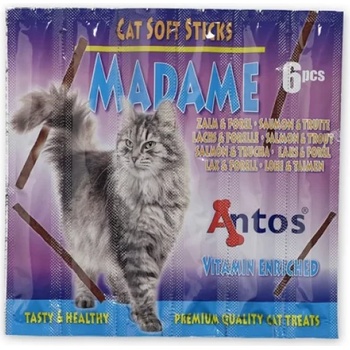 Antos Cat Soft Sticks Madame котешки пръчици със сьомга и пъстърва - 6 бр