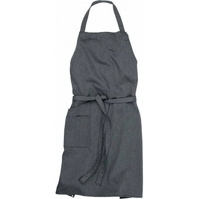 CG Workwear Klasická gastro zástěra s laclem z pevné tkaniny střední kapsa na drobnosti šedá melange