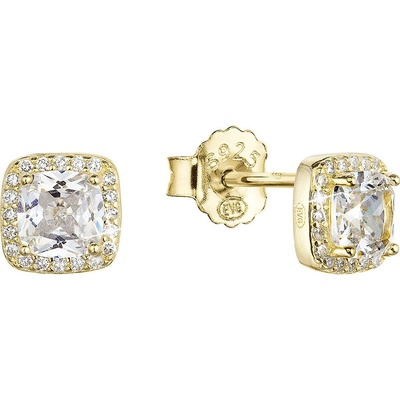 Pavona Pozlacené stříbrné náušnice pecky kosočtverec se zirkonem 11438.1 crystal Au plating