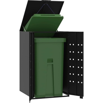 vidaXL Box na 1 popelnici 69 x 79 x 117 cm ocel černý