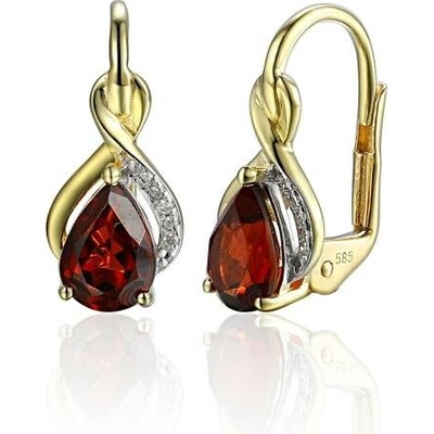 Gems, Zářivé náušnice Merida, kombinované zlato s brilianty a granáty, 585-38-3-4519.2ZB0.0.00.HSI.610.08