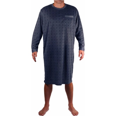 New Fashion Dobra pánska nočná košeľa dlhý rukáv šedomodrá