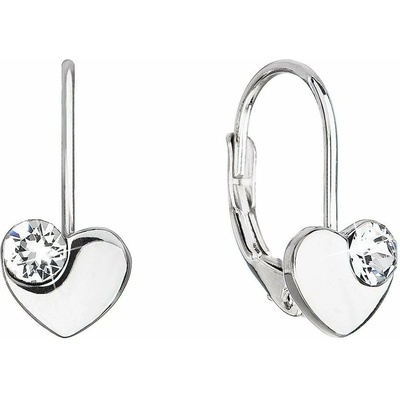 Evolution Group strieborné srdiečkové náušnice s kryštálmi Swarovski 31299.1 bielej