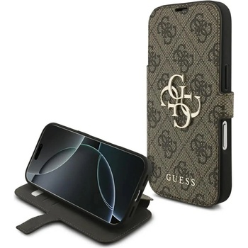 GUESS Калъф с метално лого Guess Book 4G за iPhone 17 Pro - кафяв (3666339556327)
