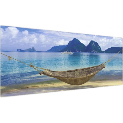 Obraz houpací sítě na pláži 2, jednodílný 145x58 cm – Zbozi.Blesk.cz