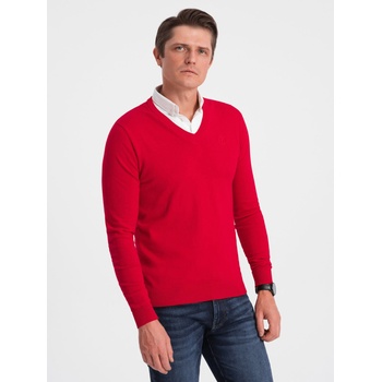 Ombre Clothing Червен мъжки пуловер с яка на риза Ombre Облекло Ombre Clothing | Cherven | МЪЖЕ | S