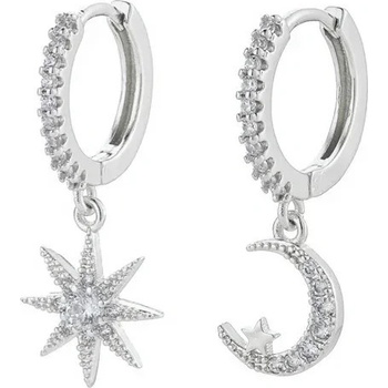 DELIS Сребърни обеци от проба 925, jw952, модел луна и слънце, с родиево покритие (jw952)