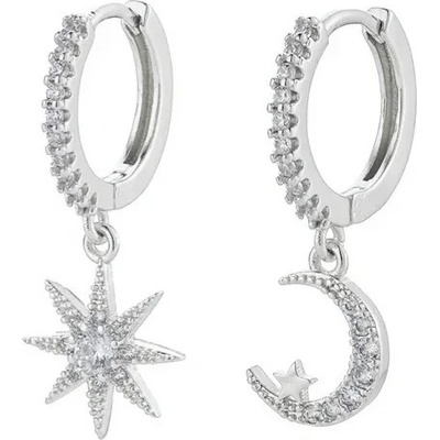 DELIS Сребърни обеци от проба 925, jw952, модел луна и слънце, с родиево покритие (jw952)