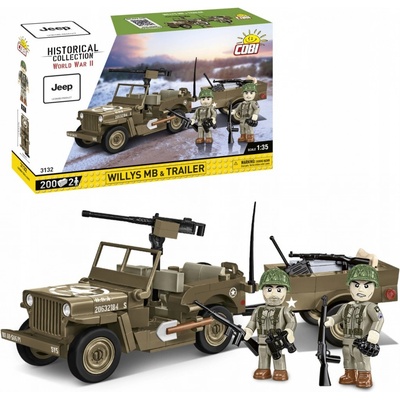 COBI 3132 World War II Americký ozbrojený terénní automobil Jeep Willys MB & Trailer – Zboží Dáma COBI 3132 World War II Americký ozbrojený terénní automobil Jeep Willys MB & Trailer – Zboží Dáma