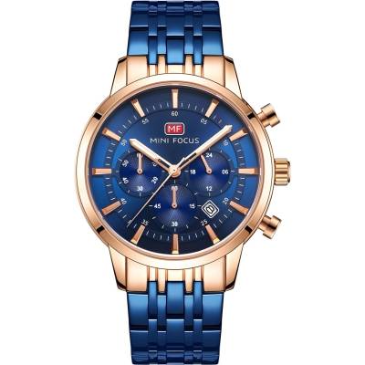 MINI FOCUS Часовник Mini Focus MD-23874 - Син / Златисто Розов KP23874 (MD-23874)