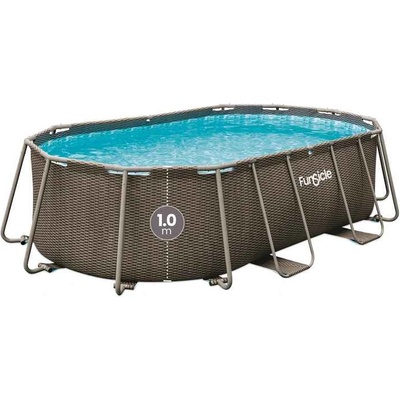Polygroup Овален Басейн с Метална Рамка 4.24х2.5x1.0 м | Funsicle Ратан | Комплект с Филтър (PBQ1408GE0EU)
