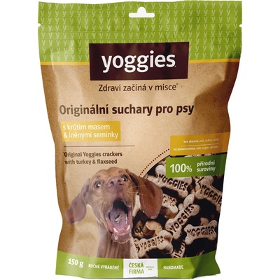 Yoggies Bezlepkové suchary s krůtím masem a lněným semínkem 150 g