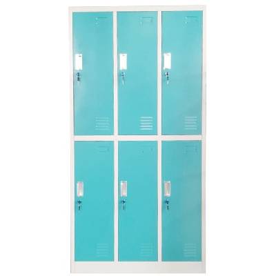 Метален шкаф RFG DZX-074/RAL5018, 6x шкафове, прахово боядисан, метален, заключване, вентилационен отвор, сив/светлосин (DZX-074/RAL5018)