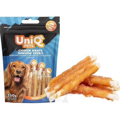 UNIQ Pets Hovězí tyčinky obalené kuřecím masem 250 g