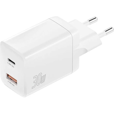 Захранване за ел. мрежа с USB-A и USB-C изходи и технология за бързо зареждане - 4smarts Wall Charger PDPlug Duos PD 30W (бял) (540361)