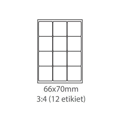 etikety ECODATA Samolepiace 66x70 univerzálne biele 12ks/A4 (100 listov A4/bal.) ECO-06607000