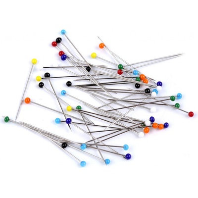 Špendlíky se skleněnou hlavičkou délka 31 mm Varianta: mix barev, Balení: 1 krab. – Sleviste.cz