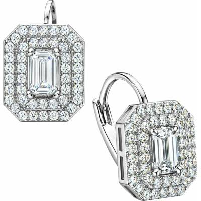 Zlaton Náušnice bílé zlato obdélník osazené zirkony visací 1.4cm 3.05g N06022602280