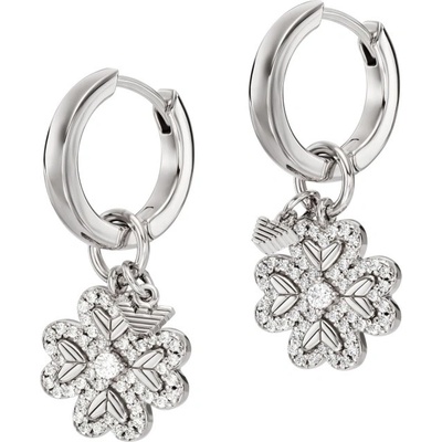 Emporio Armani Stříbrné náušnice 2v1 Čtyřlístek se zirkony EG3608040