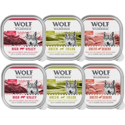 Wolf of Wilderness Adult Single Protein 6 mix: hovädzie, morčacie, jahňacie 24 x 300 g