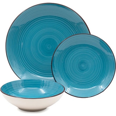 Керамичен сервиз за хранене с релеф и тюркоазена глазура 18 части (2-18928/2)