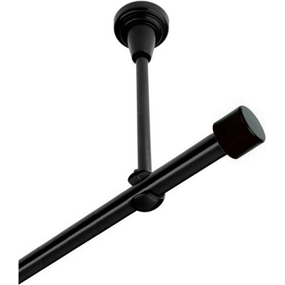 OK-GarnýžeCZ Garnýž kovová jednořadá 19mm Pullo černá 410 cm do stropu / na tunýlek - bez kroužků