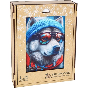 Milliwood Дървен пъзел Milliwood, Cold is cool, 316 части - Аляски маламут (L-AlecAlaskanMalamute-5029)