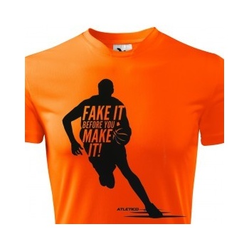 Funkční basketbalové tričko Fake it, Neonově oranžová