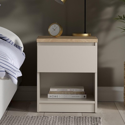 Нощно шкафче Naia с 1 чекмедже Кашмир и Jackson Hickory