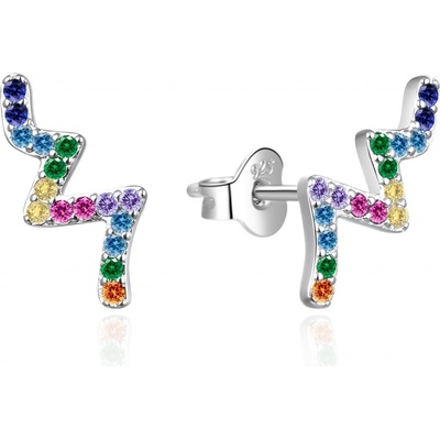 Agato Stříbrné podélné náušnice s barevnými zirkony AGT-E188PC