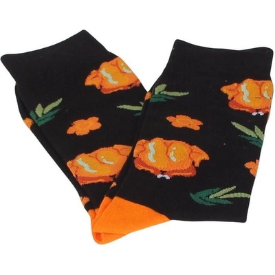 Мъжки черни чорапи с оранжеви цветя