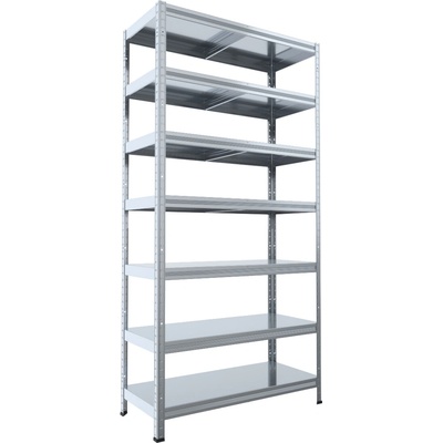 Biedrax Regál do technickej miestnosti 40 x 80 x 210 cm, pozink, 7 políc plechových, nosnosť 100 kg na policu