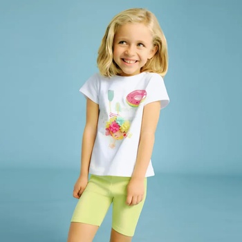 Mayoral Комплект къс клин колоездене cutout в жълт цвят и бяла тениска за мини момиче Майорал