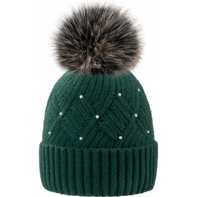 Fashionweek čepice s perlami Wool Pearl Zelená
