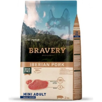 Bravery iberian pork adult dog light mini - пълноценна супер премиум храна за кучета със склонност към наднормено тегло от дребни и мини породи с иберийско свинско месо, Испания - 2 кг