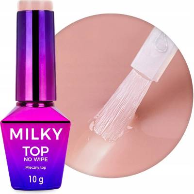 MOLLYNAILS Vrchní gel lak Mléčný Milky Nude Béžový No Wipe 10 g