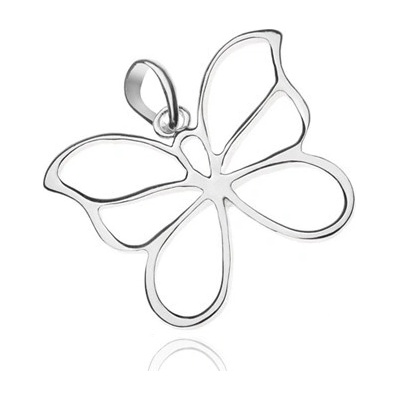 Šperky eshop Stříbrný přívěsek 925 motýL lesklá obrysová křídla lehce zahnutá X24.19
