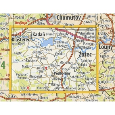 KČT 07 Žatecko - nástěnná turistická mapa 90 x 60 cm Varianta: mapa v dřevěném rámu, Provedení: Ticiago černý