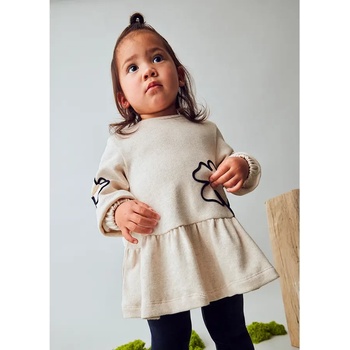 Mayoral Рокля в цвят пясък с цветя за бебе момиче Mayoral