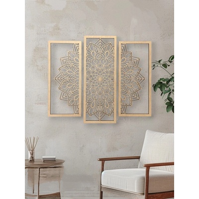 MAJADESIGN Dřevěná mandala HARMONIE - trojdílný obraz na zeď dekorace z překližky Rozměr obrazu: 59 x 50 cm