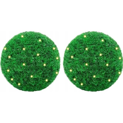 Umělé koule z buxusu s LED diodami 2 ks Zelené 45 cm