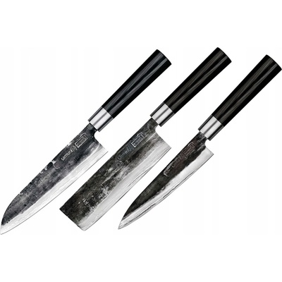 SADA 3 KUCHYNSKÝCH NOŽOV SANTOKU UNIVERZÁLNY NAKIRI SAMURA SUPER 5 AUS-10