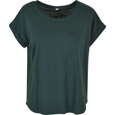 Build Your Brand Dámske tričko s predĺženým zadným dielom Fľaškovo zelená