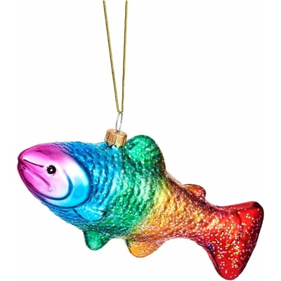 Sklenená ručne vyrobená vianočná ozdoba 7 cm Rainbow Trout – Sass & Belle